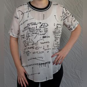 RARE STYLE: NWOT Basquiat Forever 21 Blouse Black & White